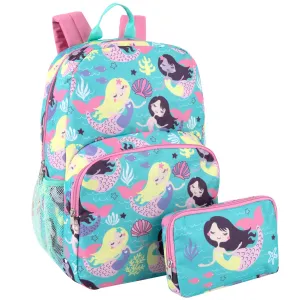 17-Inch  Mermaid Backpack with Pencil Pouch Set