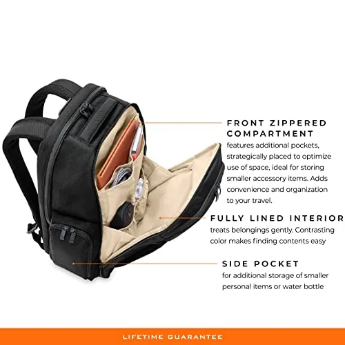 Briggs & Riley Traveler Laptop Backpack - Black, Durable Ballistic Nylon, Multi-Compartment