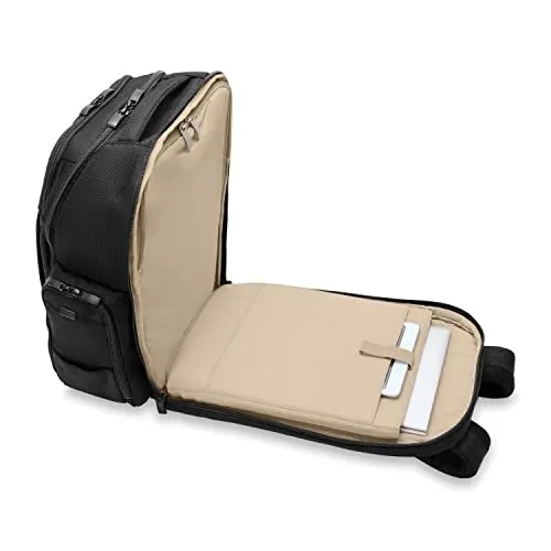 Briggs & Riley Traveler Laptop Backpack - Black, Durable Ballistic Nylon, Multi-Compartment