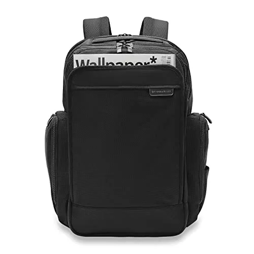Briggs & Riley Traveler Laptop Backpack - Black, Durable Ballistic Nylon, Multi-Compartment