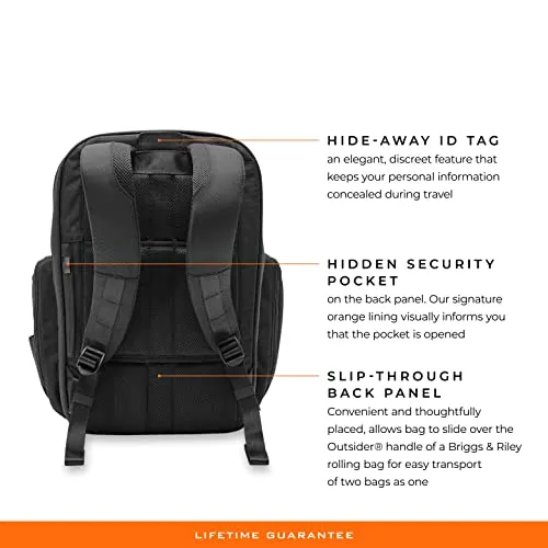 Briggs & Riley Traveler Laptop Backpack - Black, Durable Ballistic Nylon, Multi-Compartment