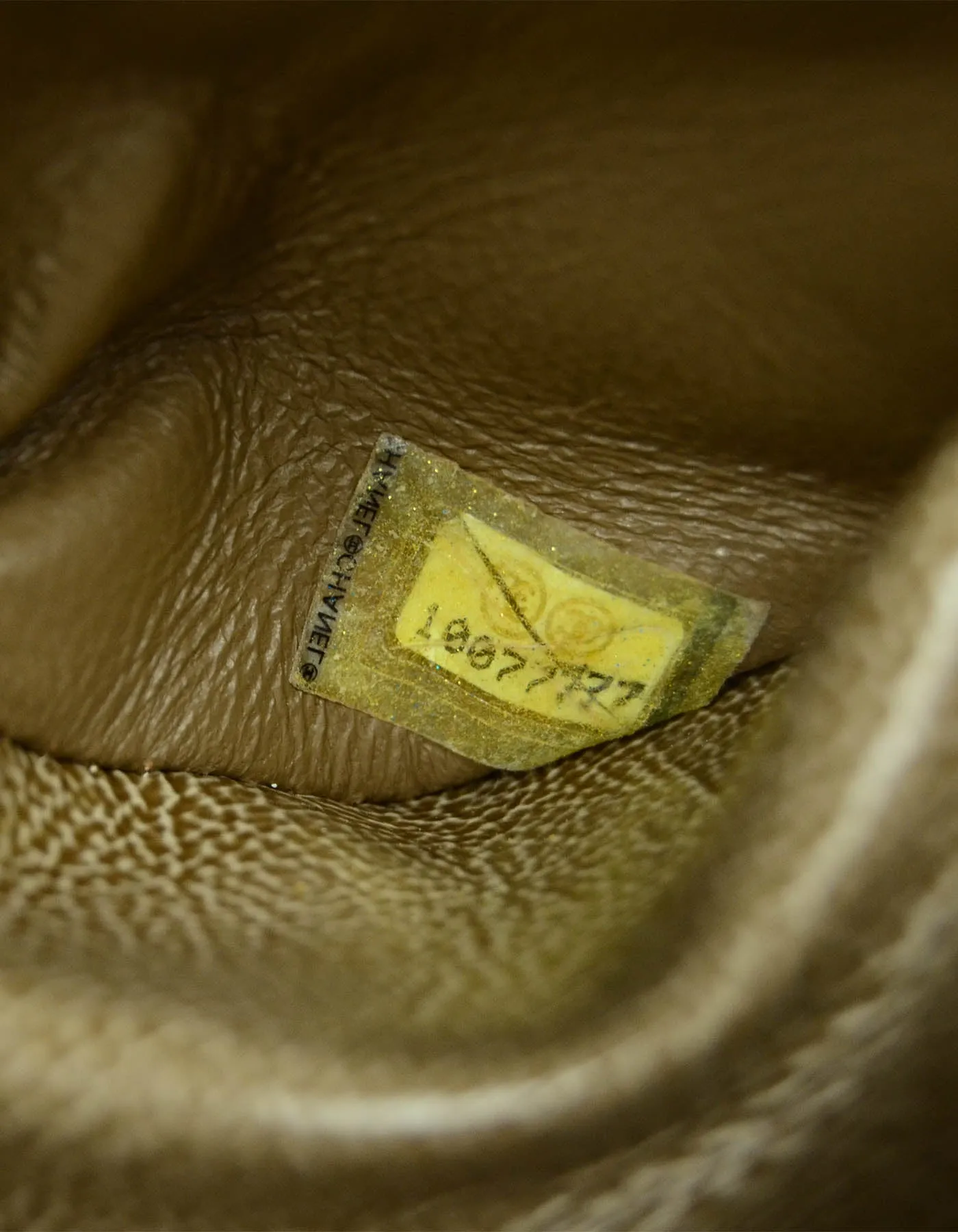 Chanel Beige Crumpled Patent Quilted Double Flap 10" Classic Bag