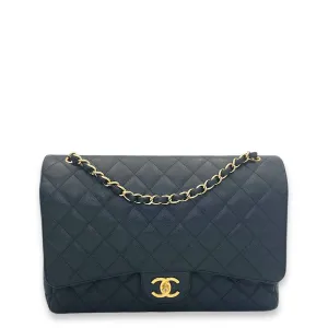 Chanel Classic Crossbody Bag Maxi Black in Caviar Leather, Gold hardware S2409-001275AN