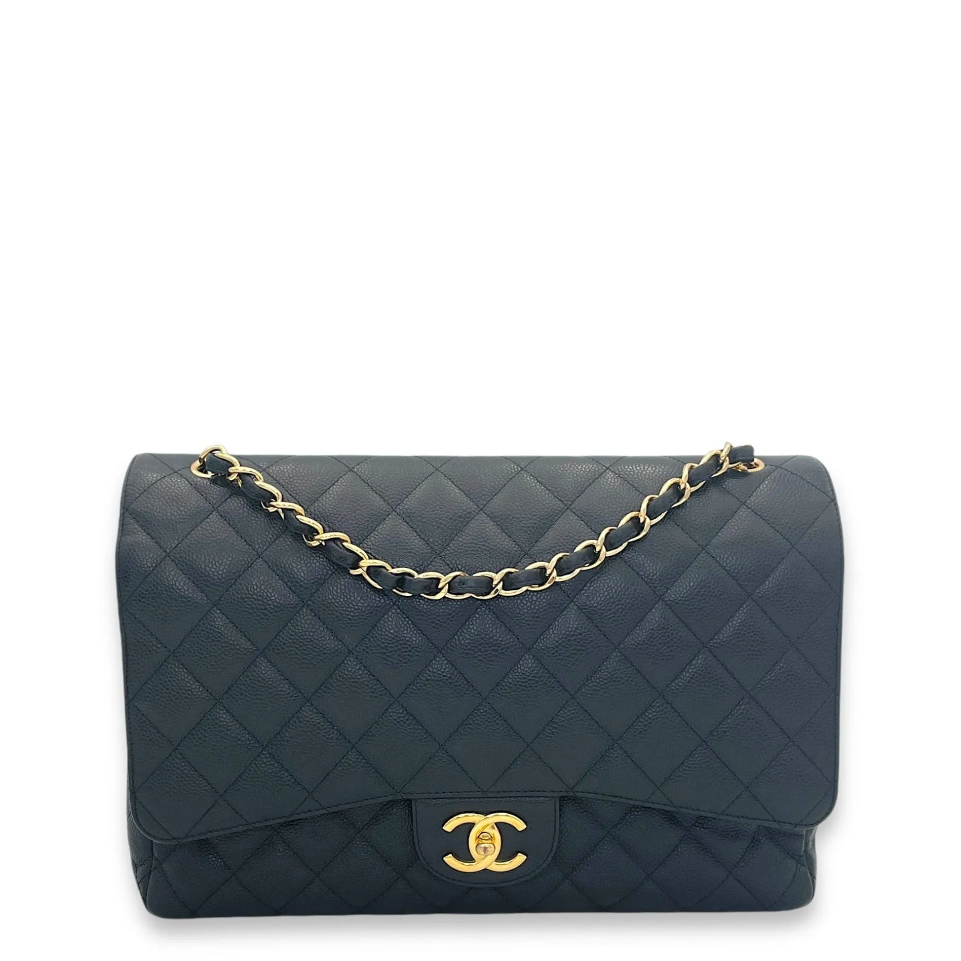 Chanel Classic Crossbody Bag Maxi Black in Caviar Leather, Gold hardware S2409-001275AN