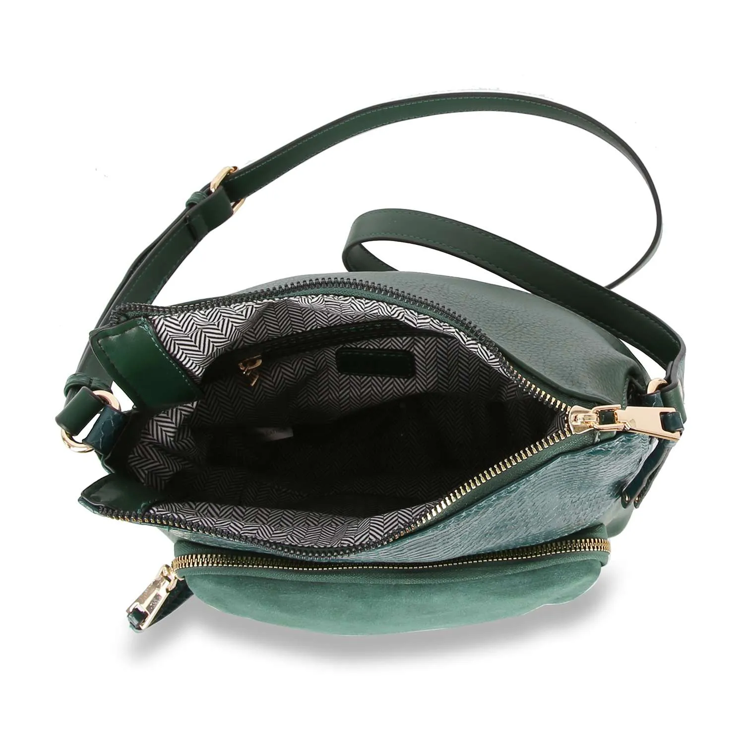 Genuine Leather Unique Fold Over Crossbody Sling