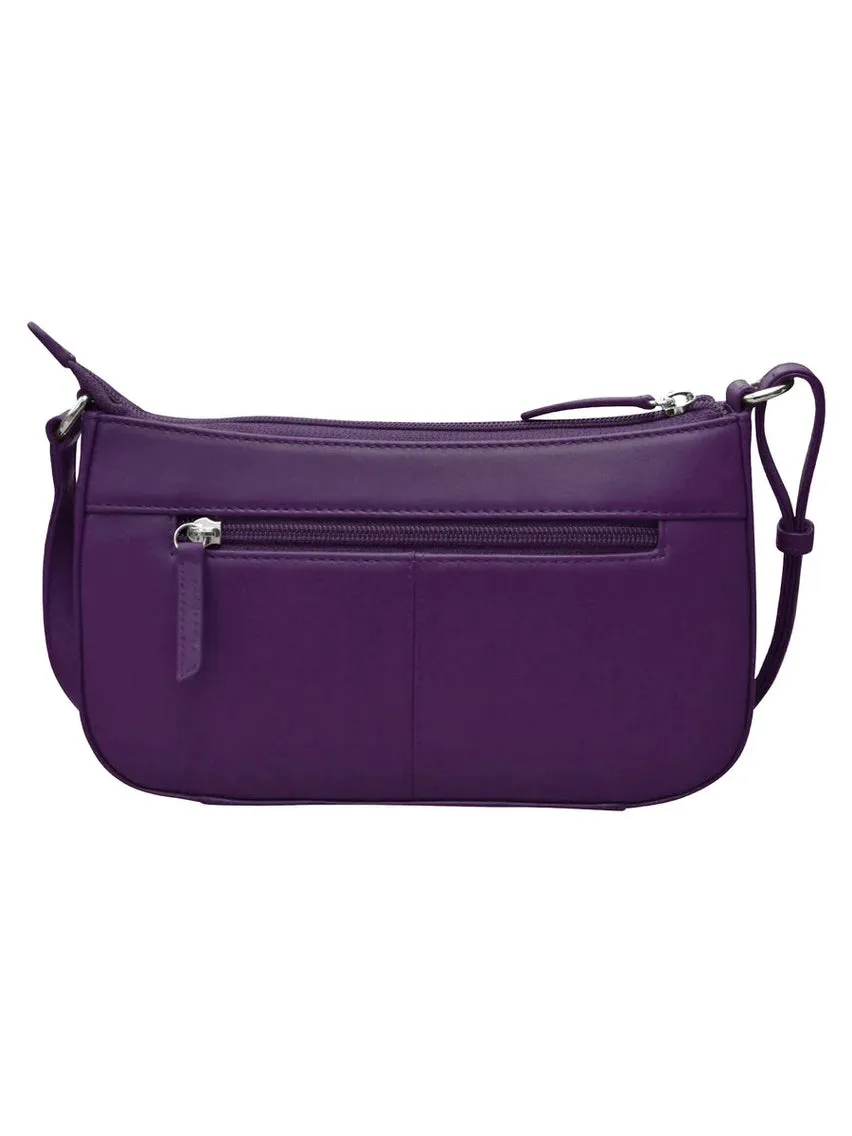 Handbag Classic Crossbody Purple Leather RFID Blocking 6067