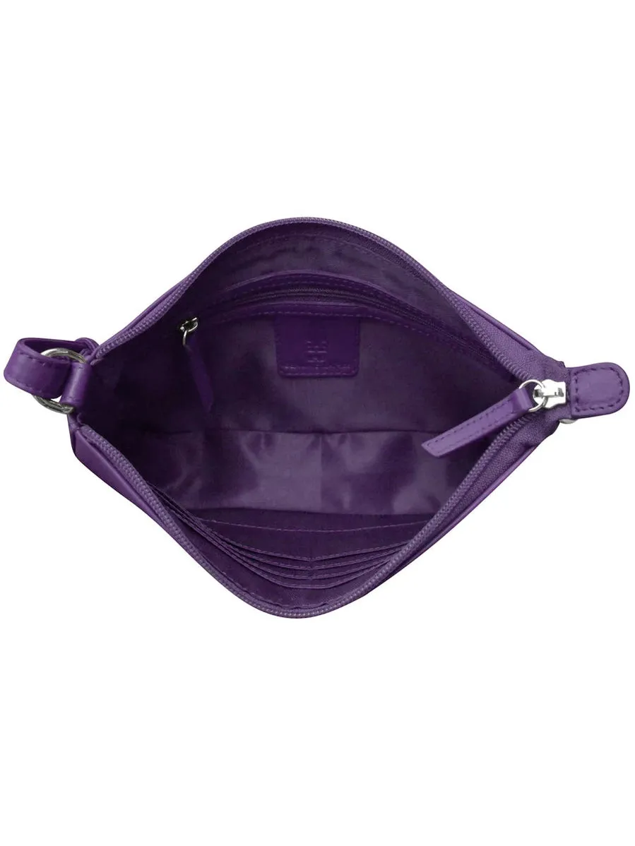 Handbag Classic Crossbody Purple Leather RFID Blocking 6067