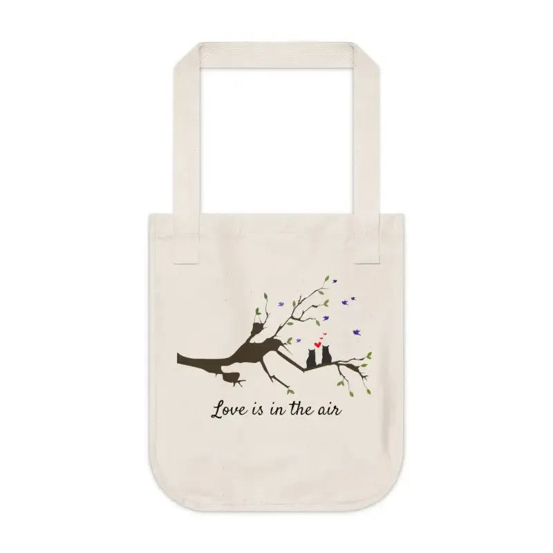 Organic Canvas Tote Bag Two Birds on a Branch
