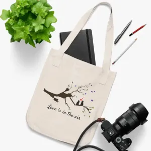 Organic Canvas Tote Bag Two Birds on a Branch