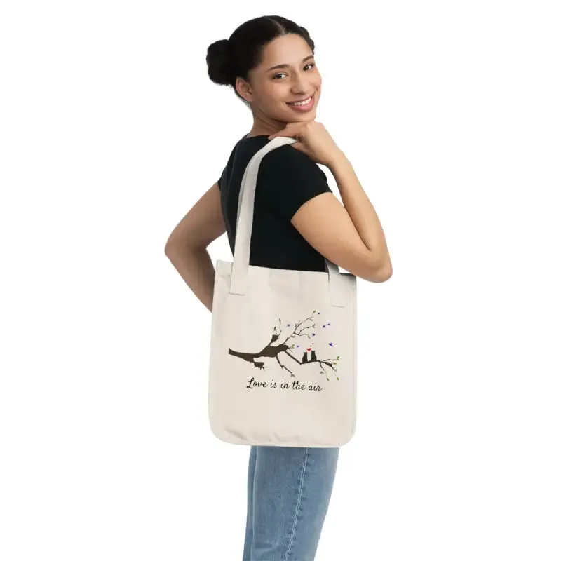 Organic Canvas Tote Bag Two Birds on a Branch
