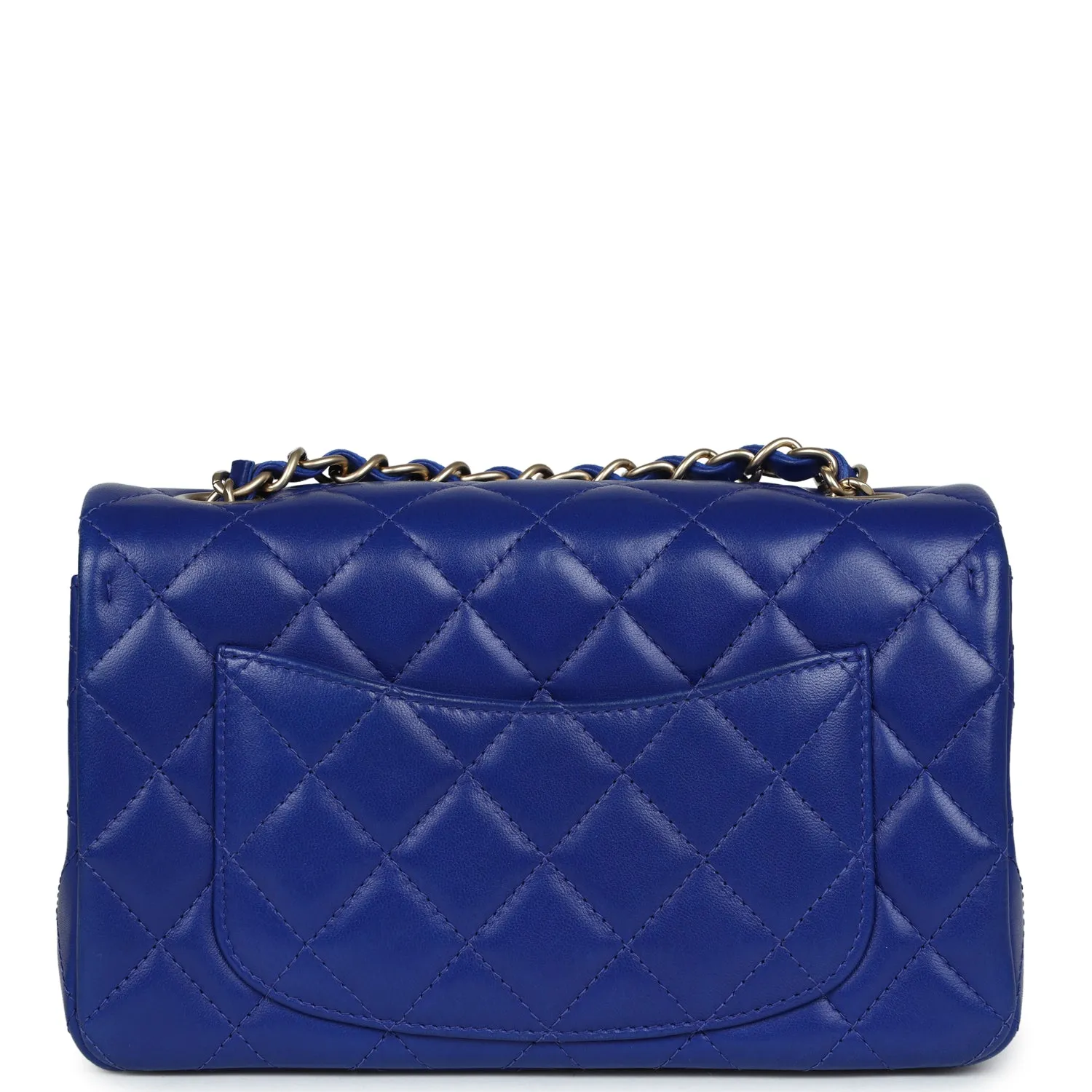 Pre-owned Chanel Mini Rectangular Flap Bag Dark Blue Lambskin Antique Gold Hardware