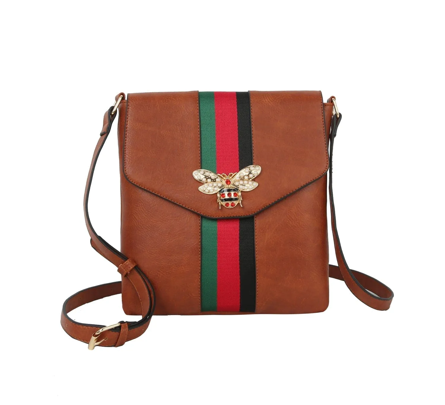 Rhinestone Bee Striped Crossbody Sling