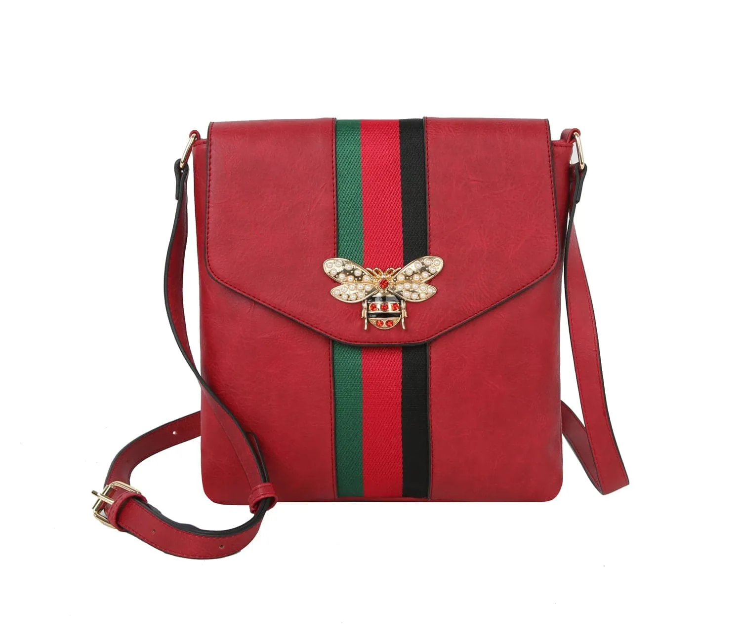 Rhinestone Bee Striped Crossbody Sling