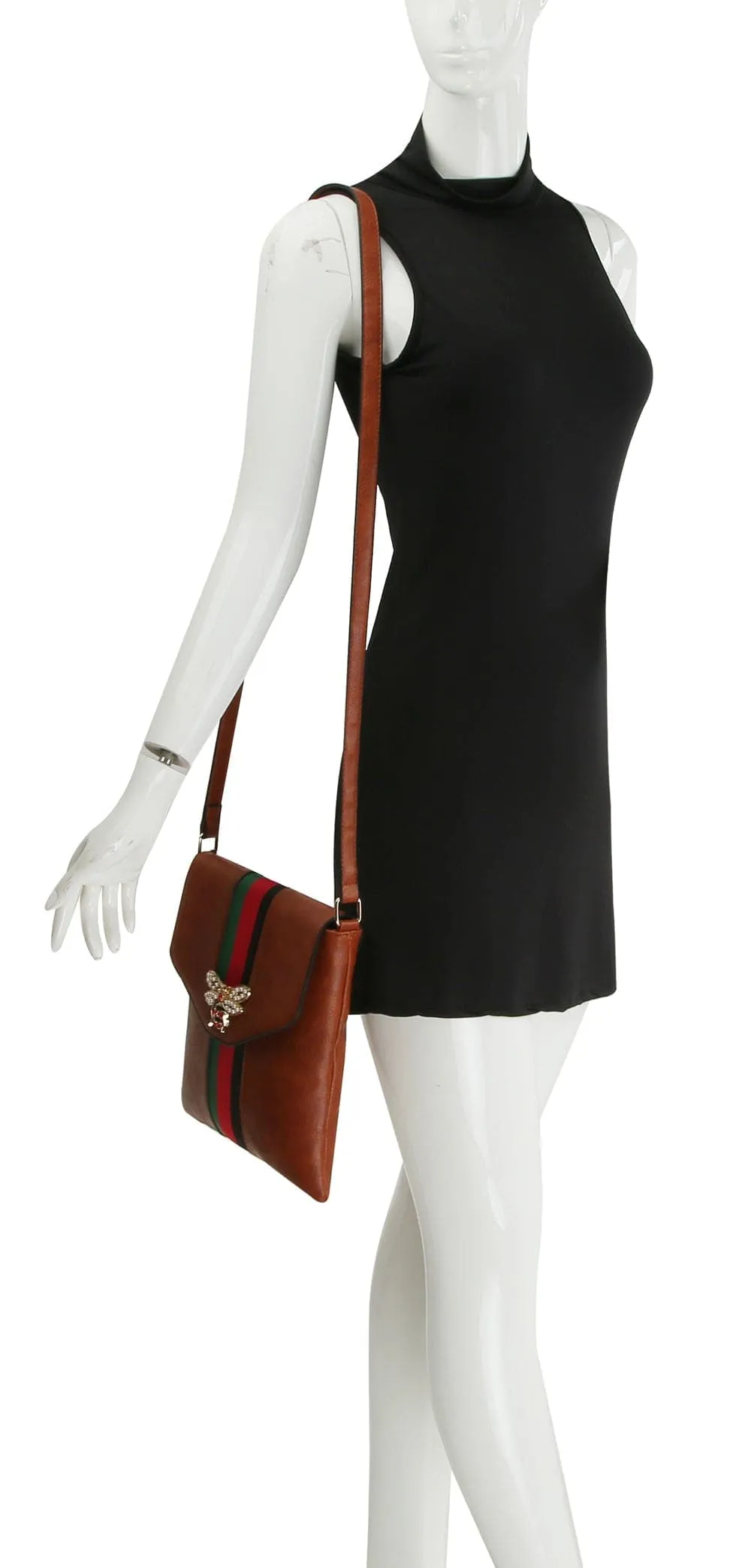 Rhinestone Bee Striped Crossbody Sling