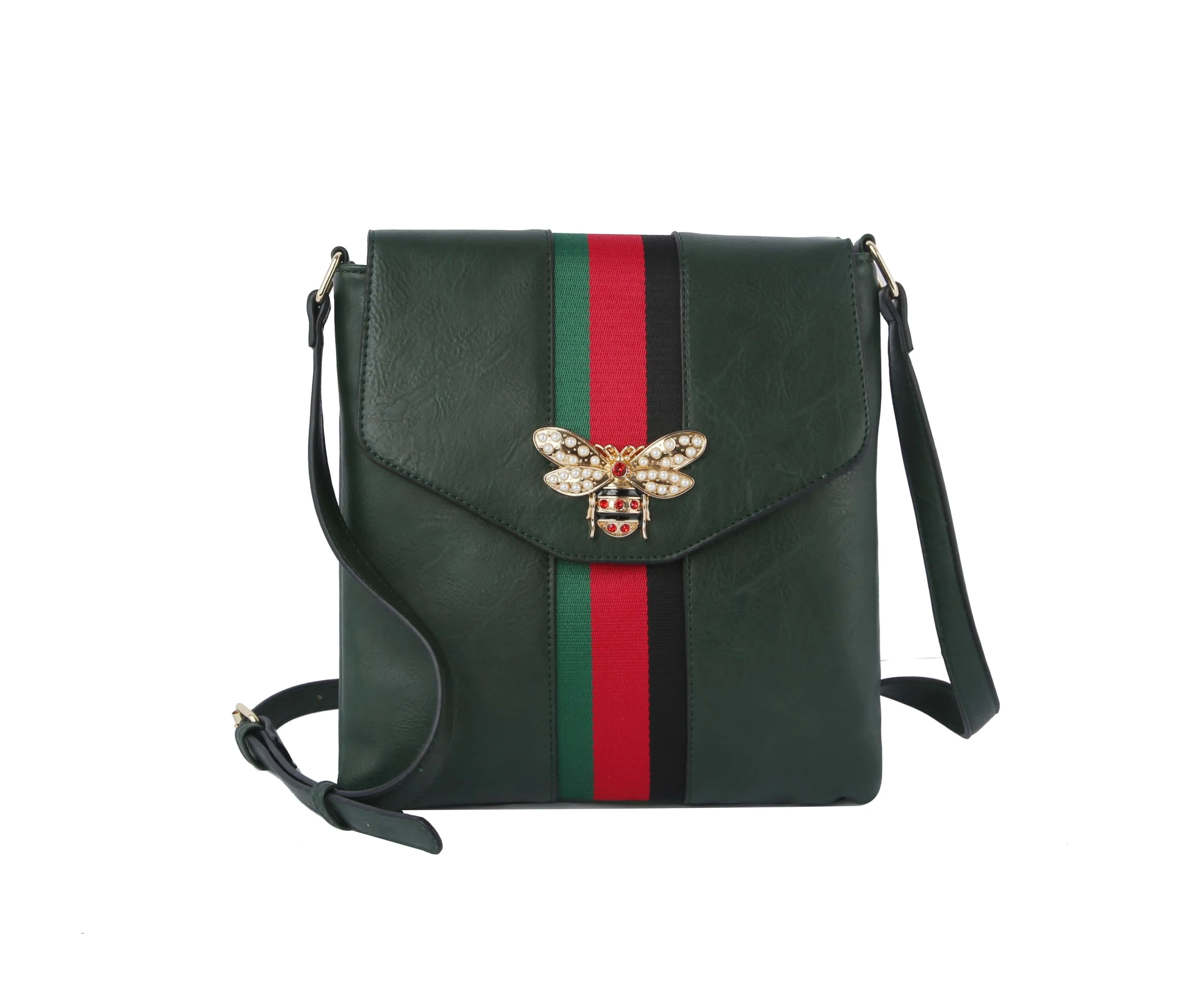 Rhinestone Bee Striped Crossbody Sling