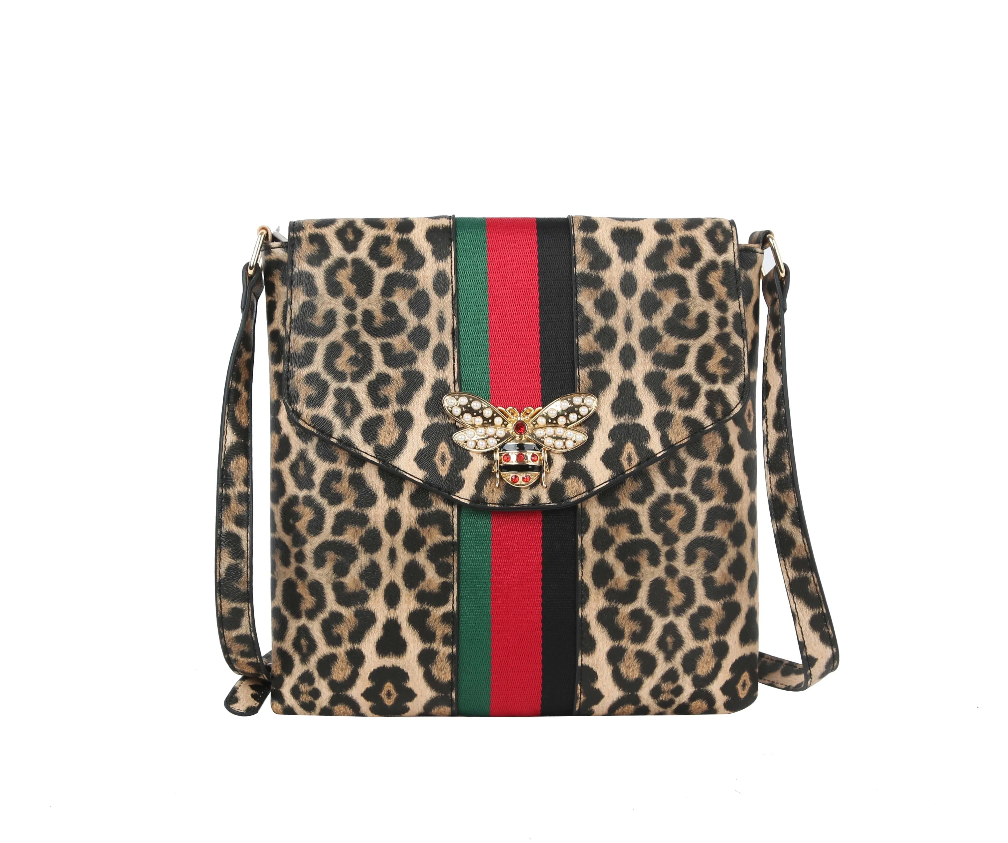 Rhinestone Bee Striped Crossbody Sling