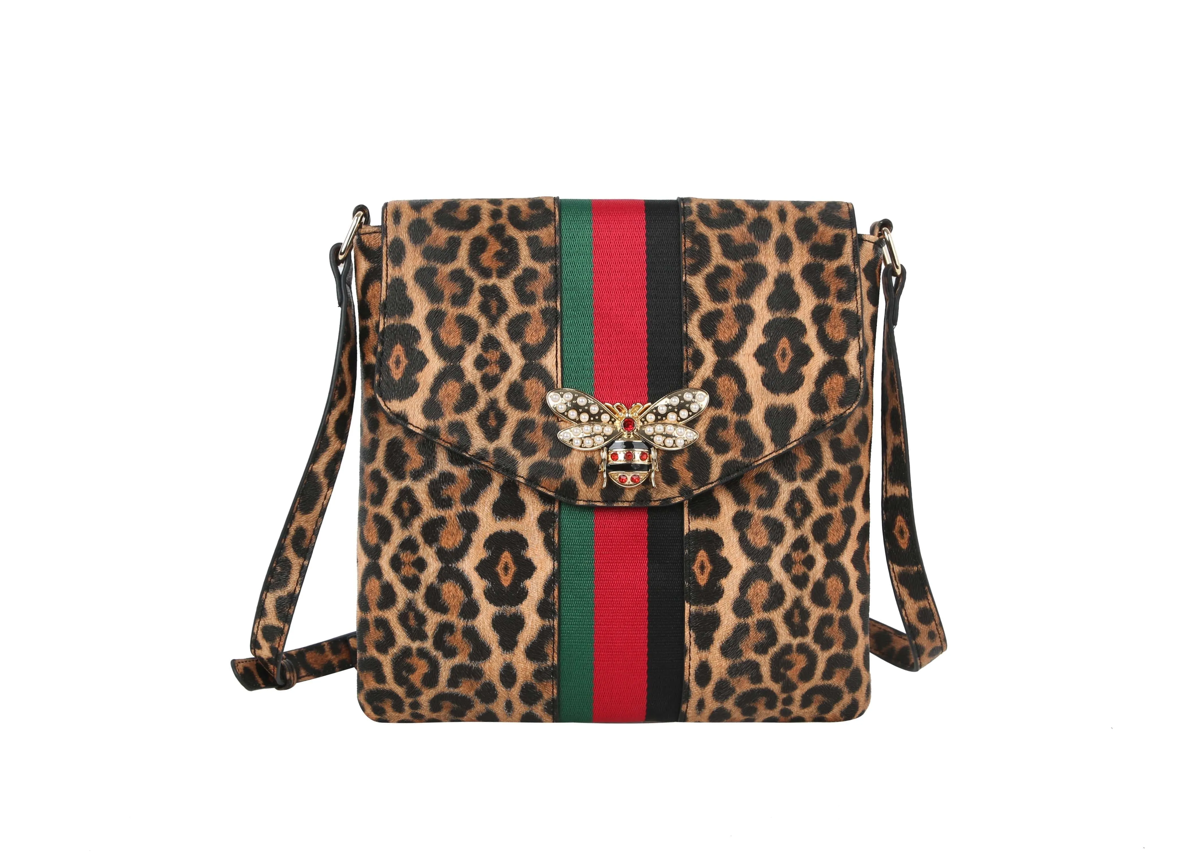Rhinestone Bee Striped Crossbody Sling