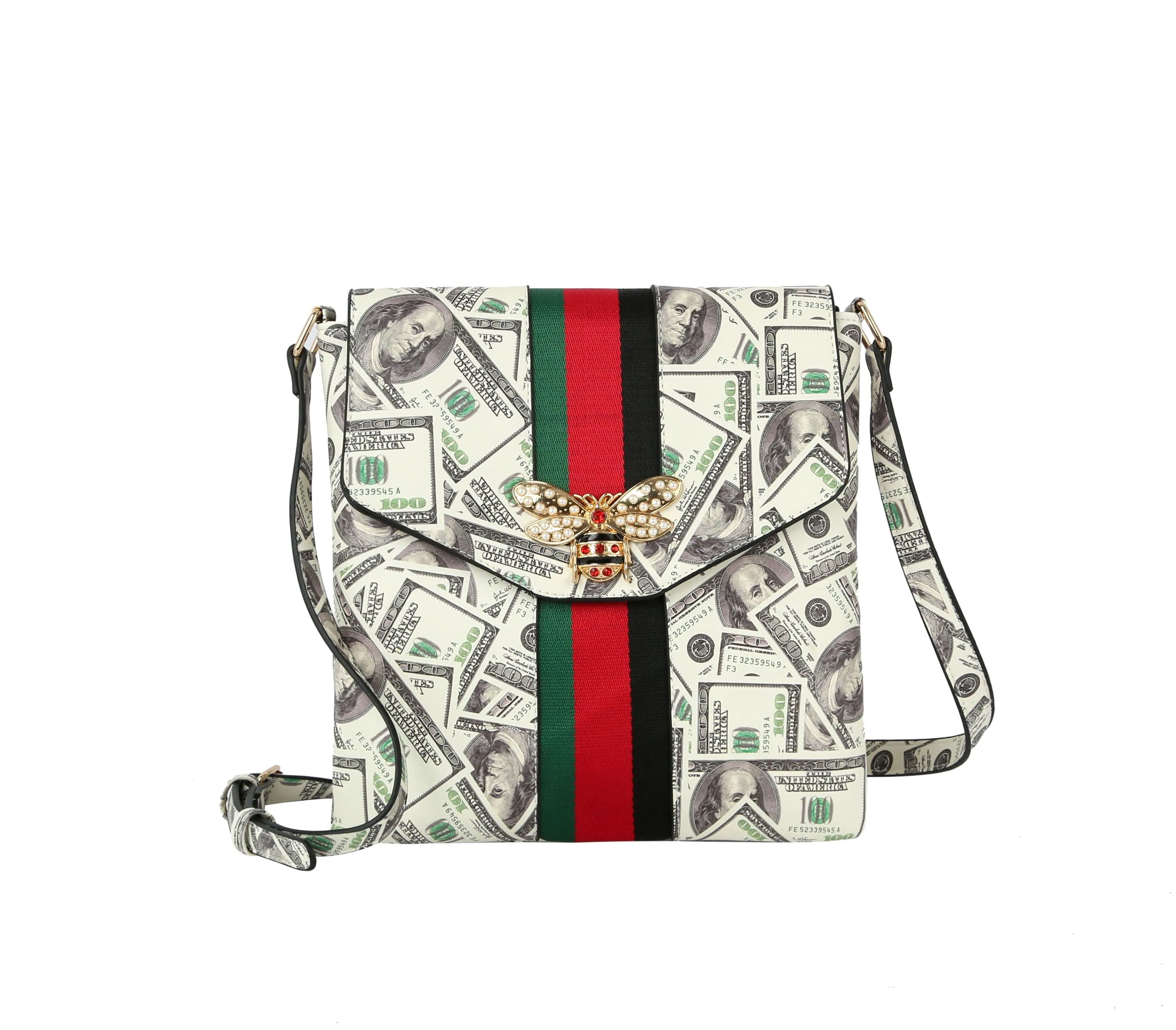 Rhinestone Bee Striped Crossbody Sling
