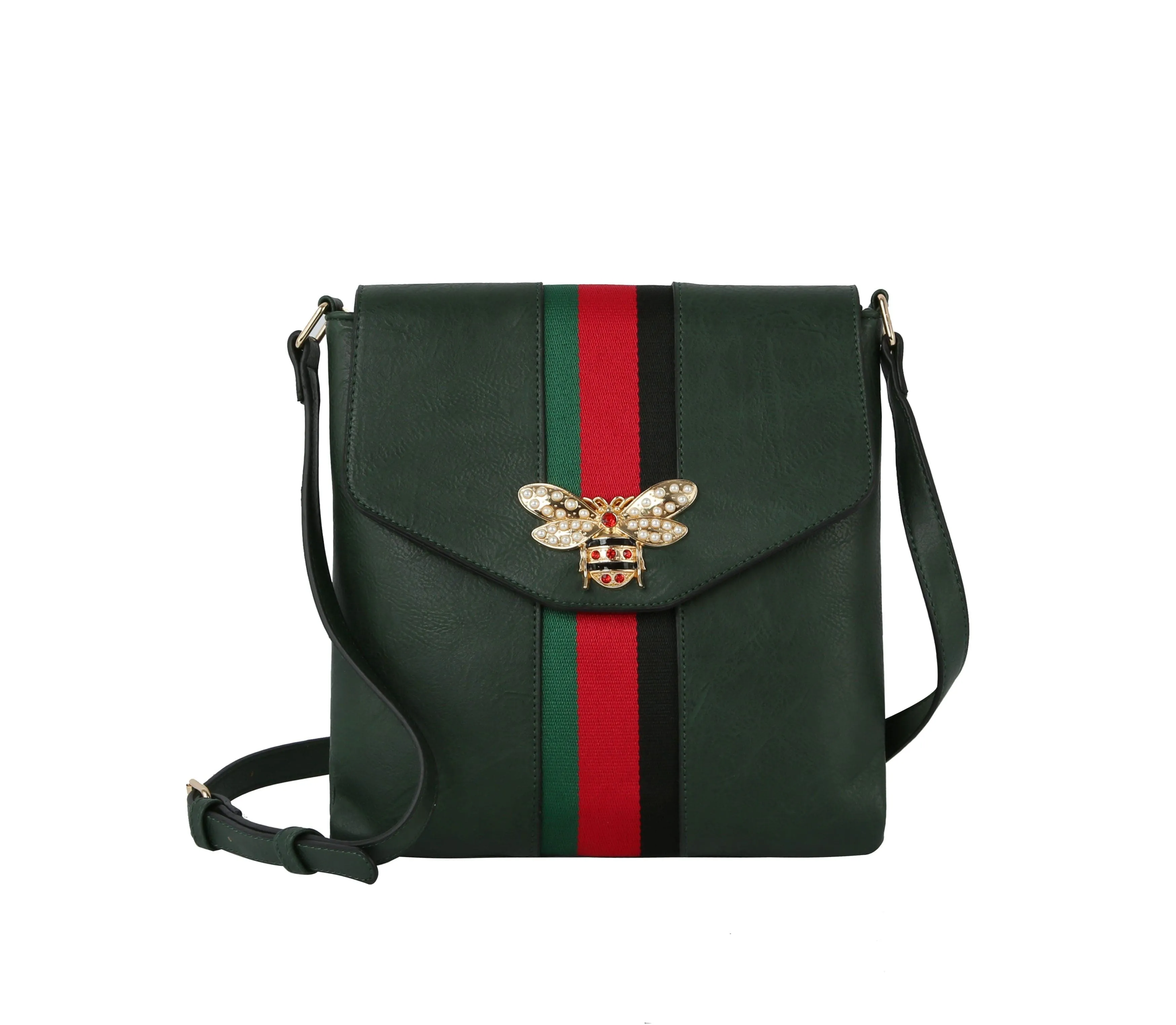 Rhinestone Bee Striped Crossbody Sling