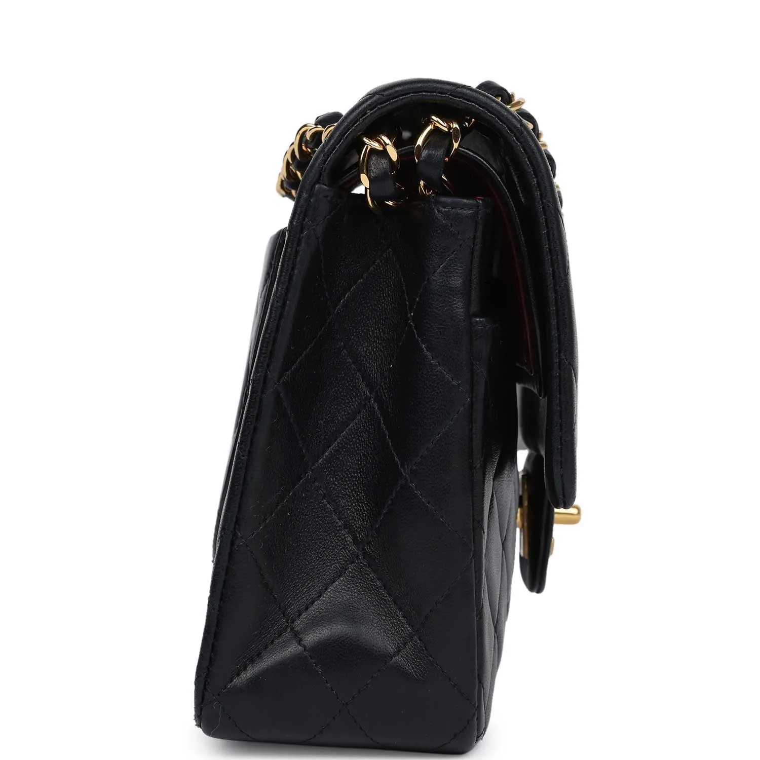 Vintage Chanel Medium Classic Double Flap Bag Black Lambskin Gold Hardware
