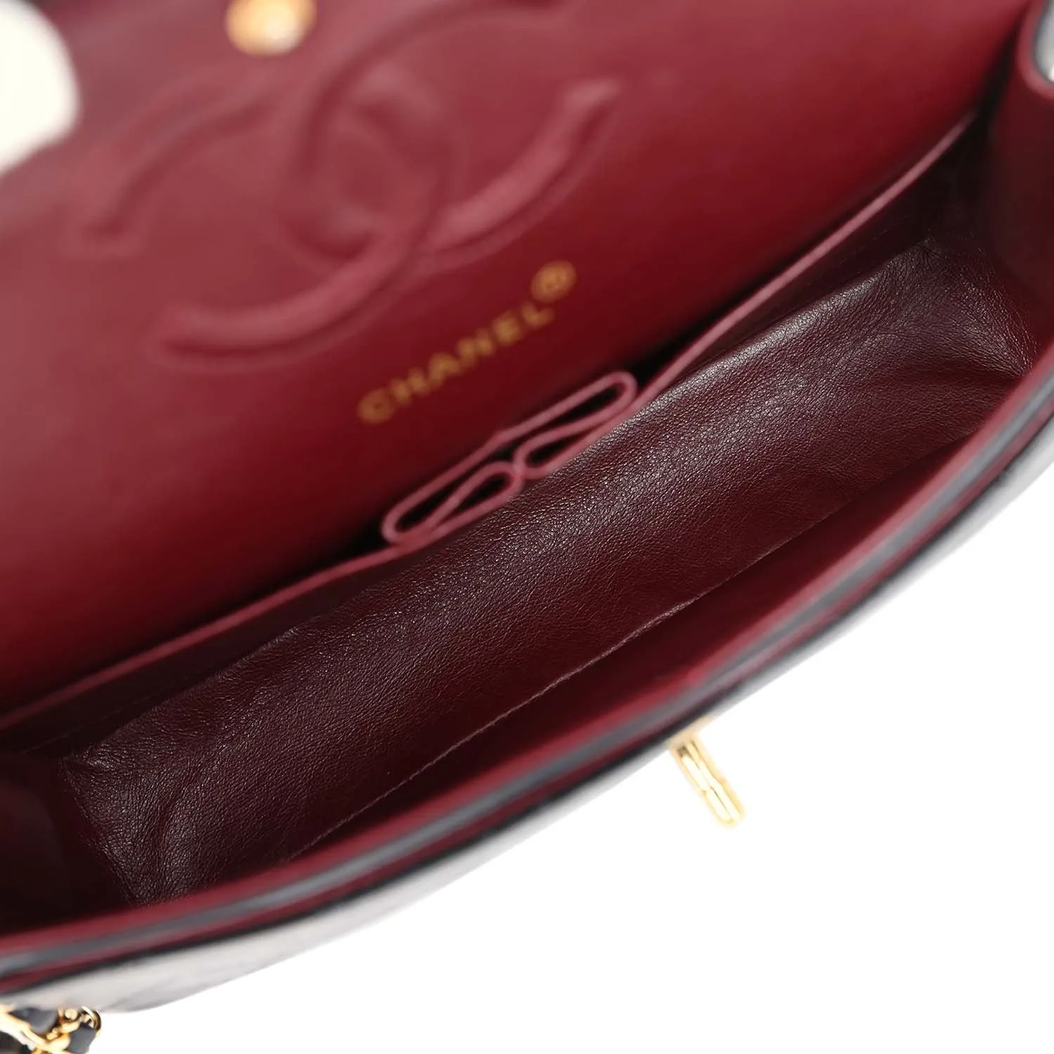 Vintage Chanel Medium Classic Double Flap Bag Black Lambskin Gold Hardware