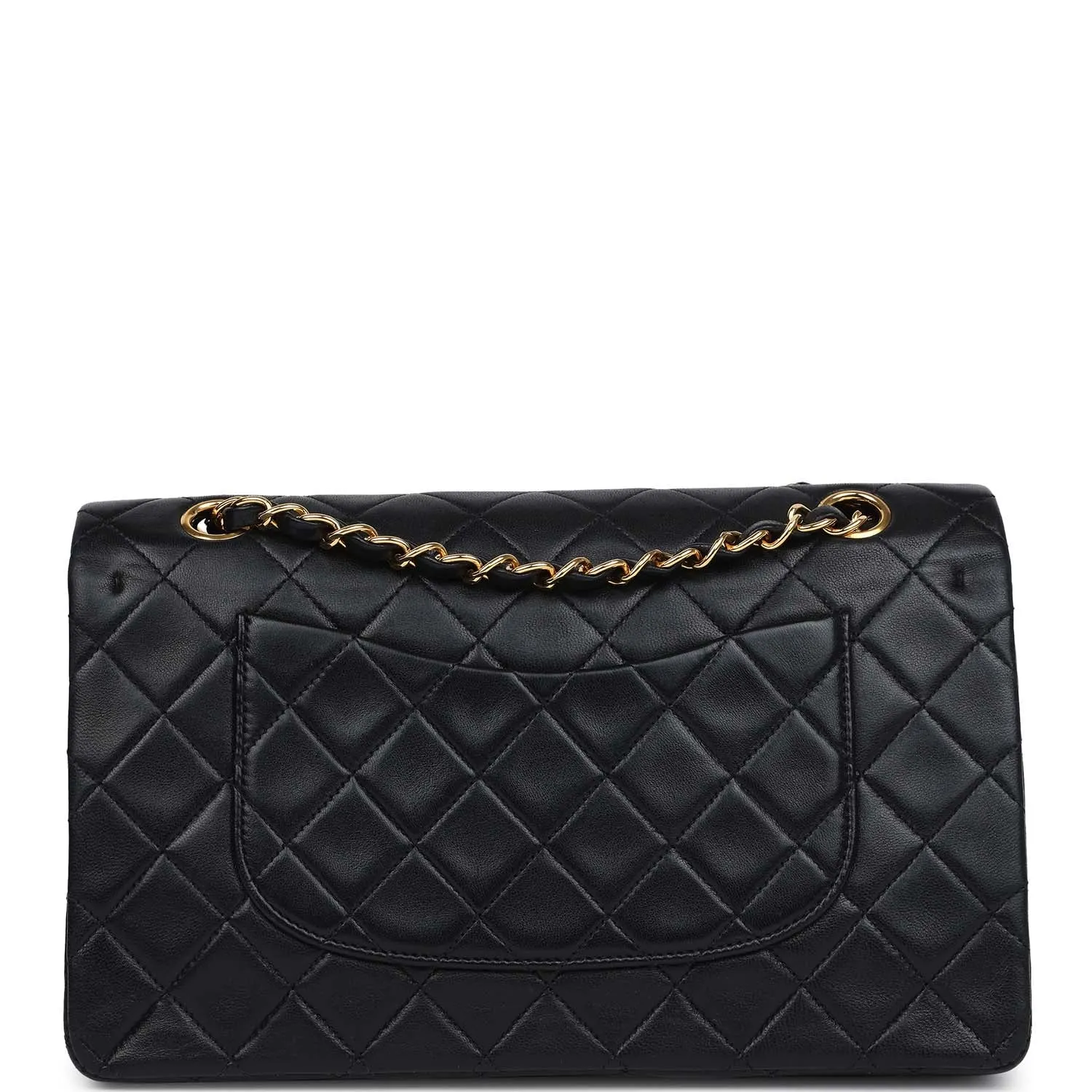 Vintage Chanel Medium Classic Double Flap Bag Black Lambskin Gold Hardware